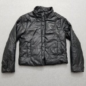 Ci Sono Jacket Womens Large Black Pockets Outdoor‎ Zip Faux Leather Polyurethane